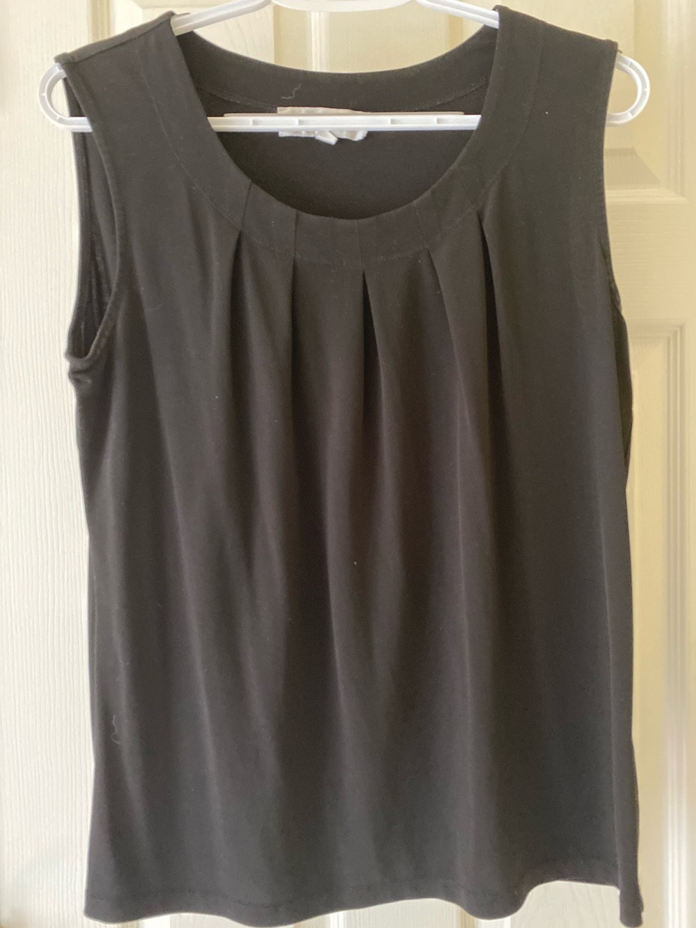 Jones Wear Black Sleeveless Pleat-Front Blouse (Size L)
